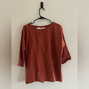 Not Perfect Linen Clothing January Loose Linen 3/4 Sleeve Top | Size XS |
